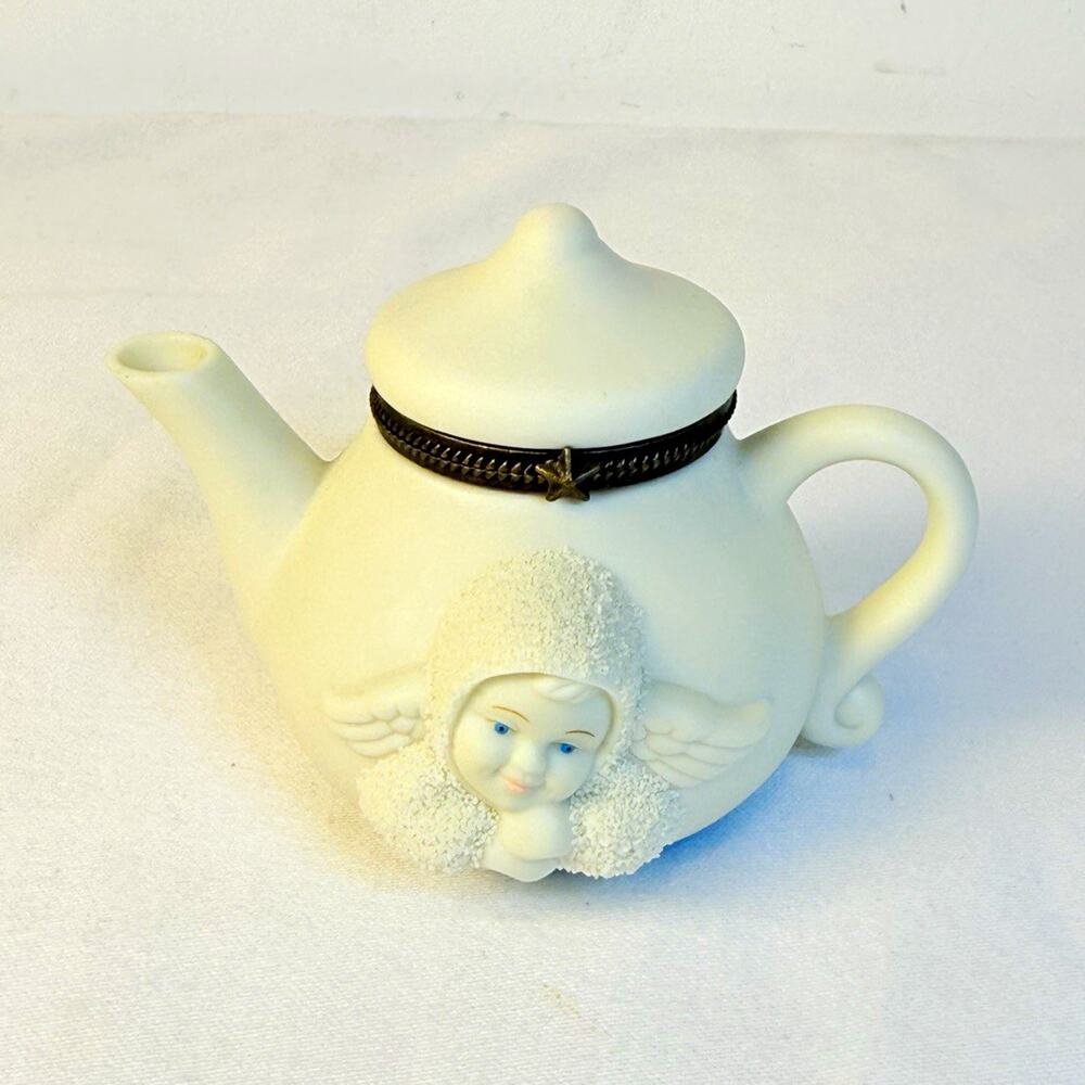 Department 56 I'm a Little Teapot Trinket Box White Ceramic 2000 Collectible